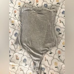 Gray tube top body suit